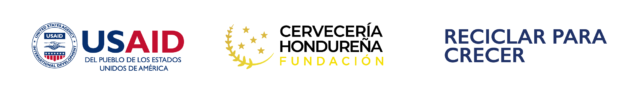Franja de logos: USAID, Fundación Cervecería Hondureña, Reciclar Para Crecer